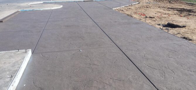 Stamped concrete patio installation in the South Valley, Albuquerque.