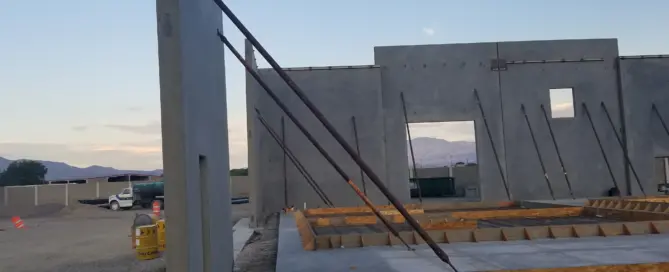 Concrete tilt up walls and poured concrete retaining walls for a construction project in Albuquerque by M&M Concrete.
