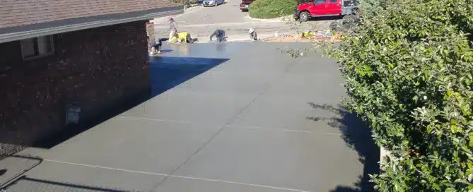 3,200 sq ft reinforced concrete driveway replacement in Four Hills Albuquerque by M&M Concrete.