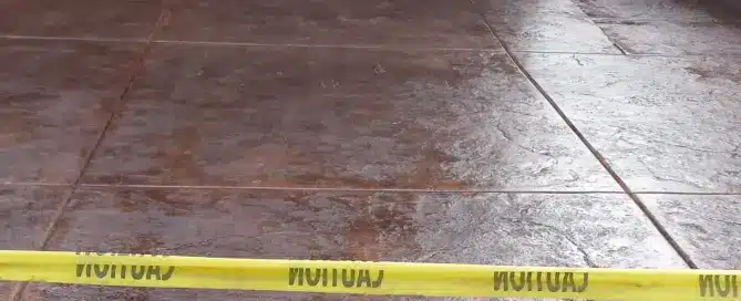 Copper flagstone stamped concrete driveway in the Sandia Foothills Albuquerque NM by M&M Concrete