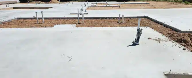 A large concrete foundation for a custom home in North Albuquerque Acres.