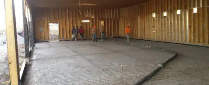M&M Concrete crew pouring a concrete slab foundation in Albuquerque